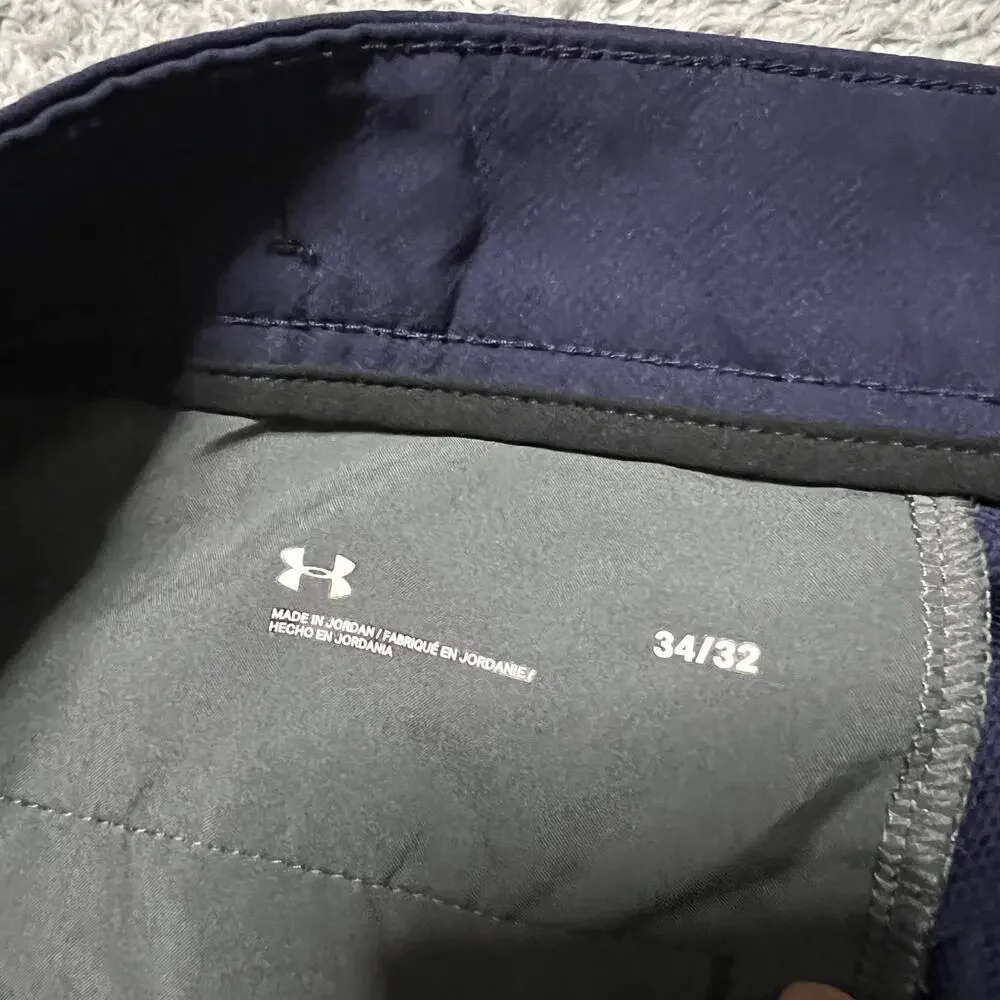 Under Armour Golf Pants Mens 34 x32 Blue Straight Fit Tech Chino 1376625